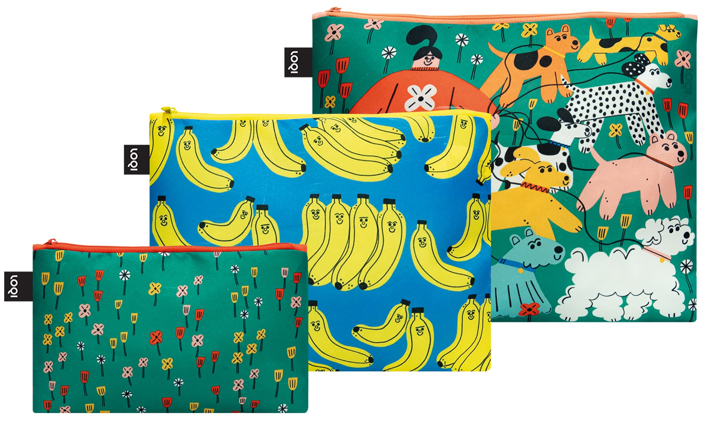 Zip Pockets Bad Bananas & Dog Walking Recycled