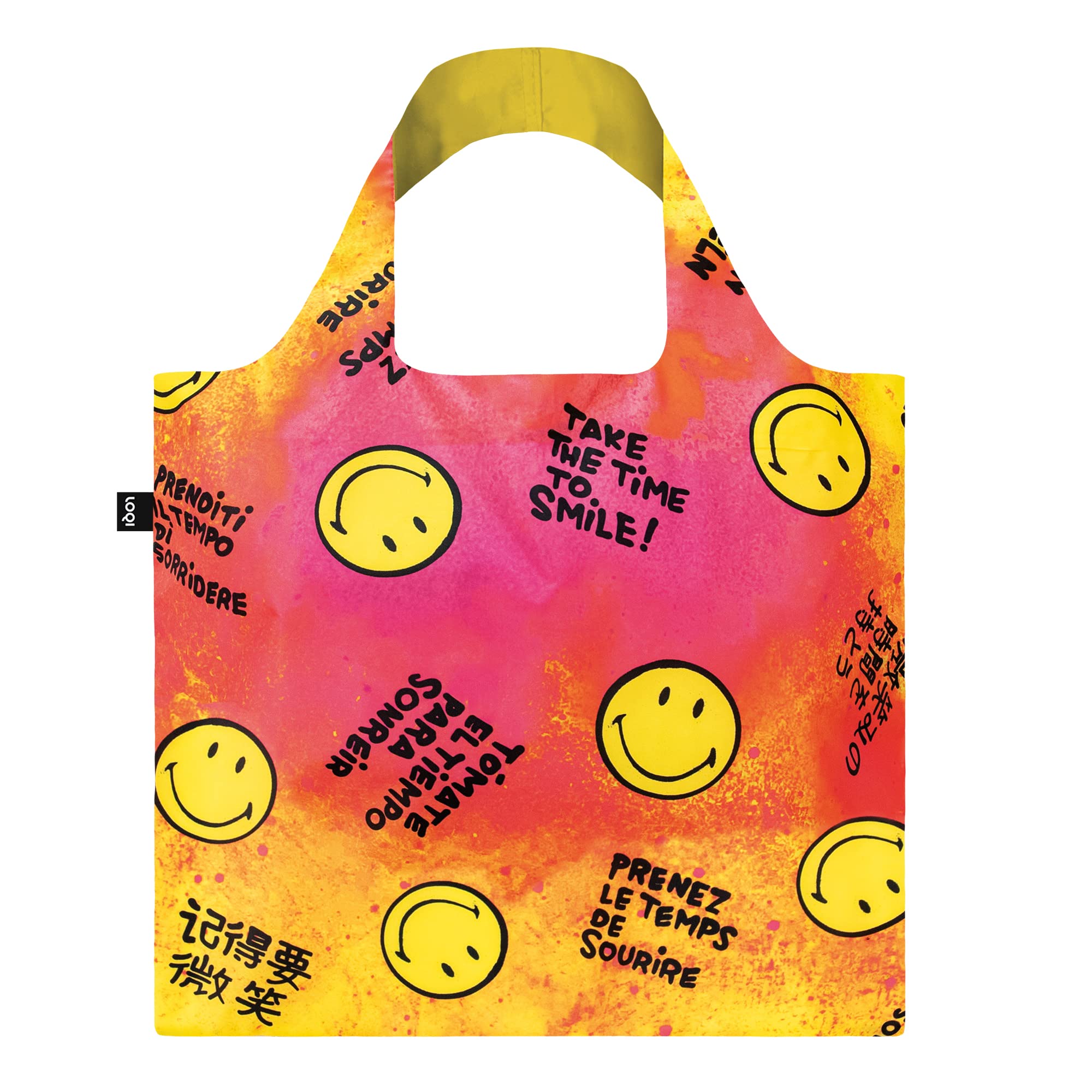 LOQI Museum Smiley Reusable Shopping Bag, Time to Smile Collectors Edition, One Size, Yelow (SM.TS
