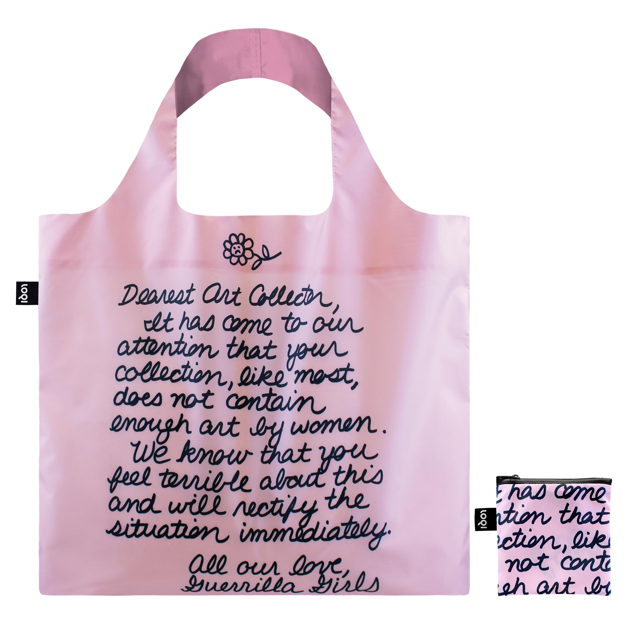 LOQI Guerrilla Girls Dearest Art Collector Recycled Bag, Pink, M, Pink, M, Contemporary, Pink, M, Contemporary
