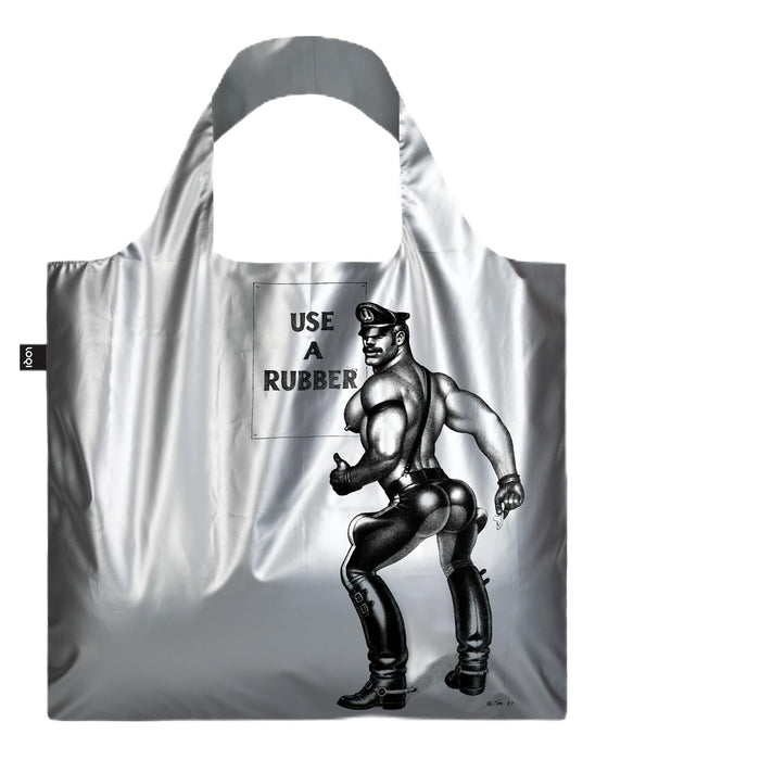 LOQI TOM OF FINLAND Use a Rubber Silver Metallic Bag, Silver, M, Silver, M, Contemporary, silver, M, Contemporary