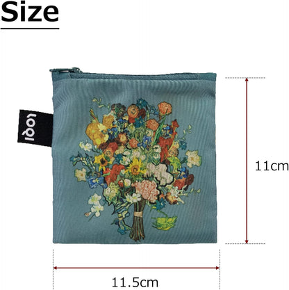 LOQI Vincent Van Gogh - VGM 50th Anniversary Bouquet/Flower Pattern Blue Canvas Recycled Bag