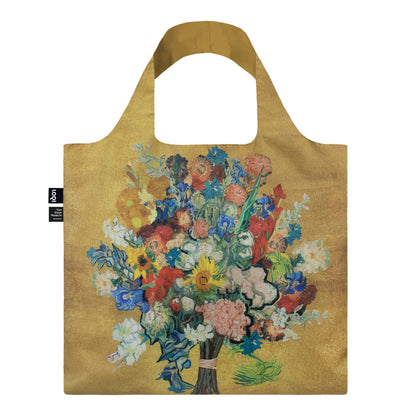LOQI Vincent Van Gogh VGM 50th Anniversary Bouquet/Flower Pattern Gold Recycled Bag