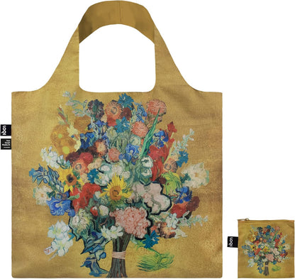 LOQI Vincent Van Gogh VGM 50th Anniversary Bouquet/Flower Pattern Gold Recycled Bag