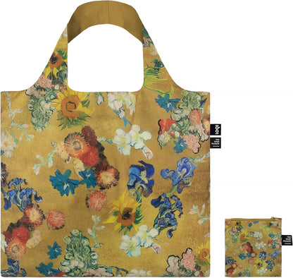LOQI Vincent Van Gogh VGM 50th Anniversary Bouquet/Flower Pattern Gold Recycled Bag