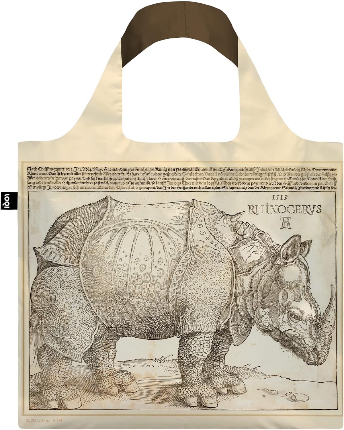 LOQI Albrecht Duerer - Rhinocerus Recycled Bag