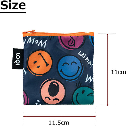 LOQI Smiley Shopping Bag - Boys and Girls Recycled 50 x 42/69 cm, blue