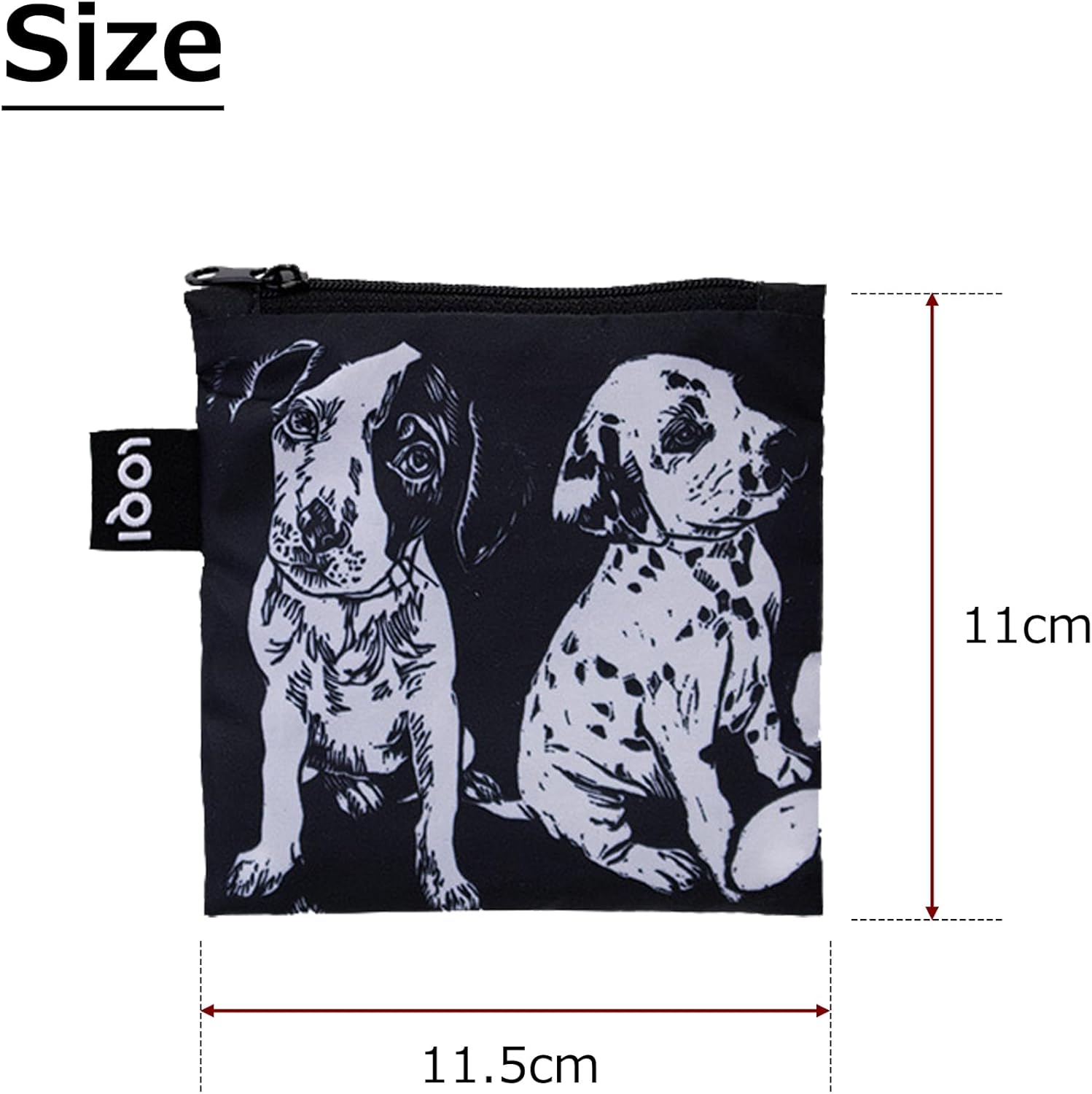 LOQI Bag - Red Poppy Bee - Block Print with Dogs - Dogs, Black, Black, Contemporary, Black, Contemporary