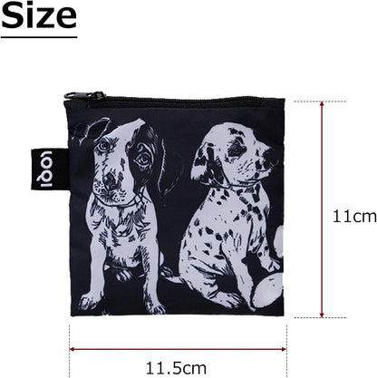 LOQI Bag - Red Poppy Bee - Block Print with Dogs - Dogs, Black, Black, Contemporary, Black, Contemporary