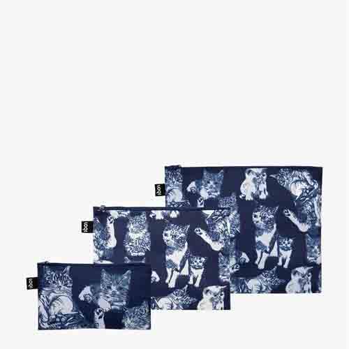LOQI Zip Pocket Red Poppy Bee - Cats Recycled, Assorted Pack of 3 Pieces…, Multicolor, Multicolor, Contemporary, Multicolored, Contemporary