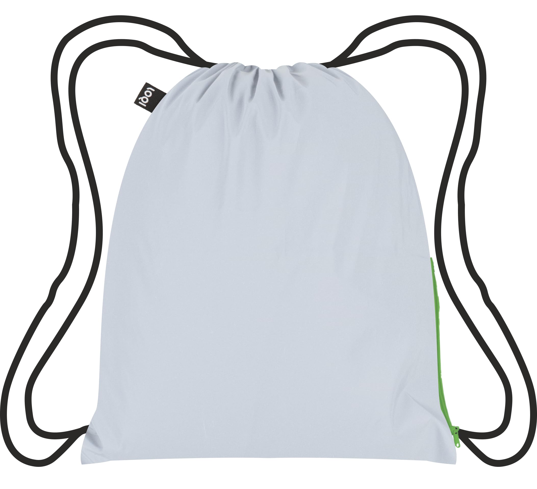 LOQI Reflective Neon Green Medium Backpack, silver, Medium