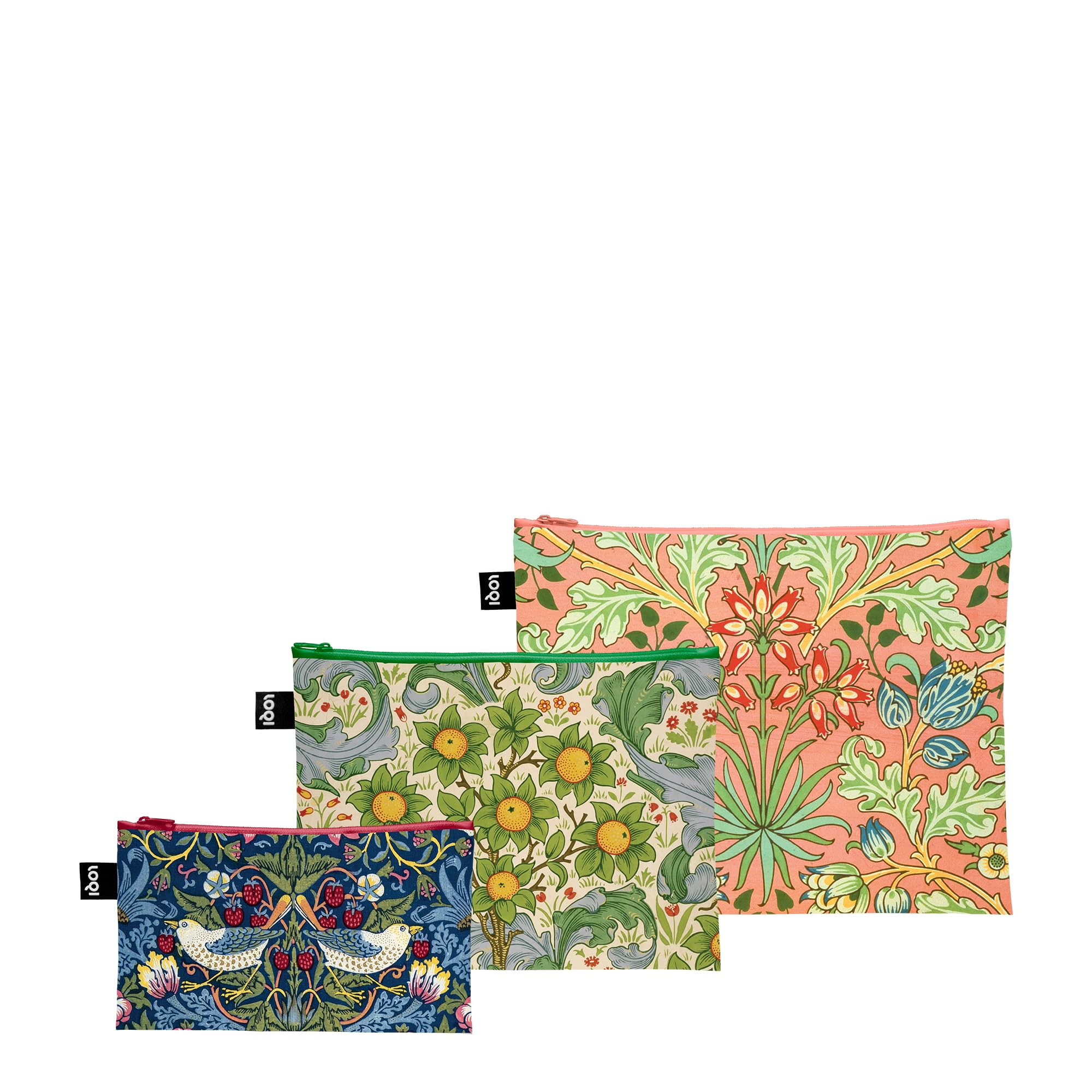 William Morris Recycled Zip Pockets, Green Orange Blue, Cosmetic case