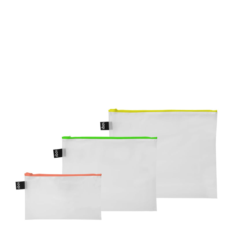 Transparent Milky Neon Zip Pockets, Milky White And Neon Zipper, Cosmetic case