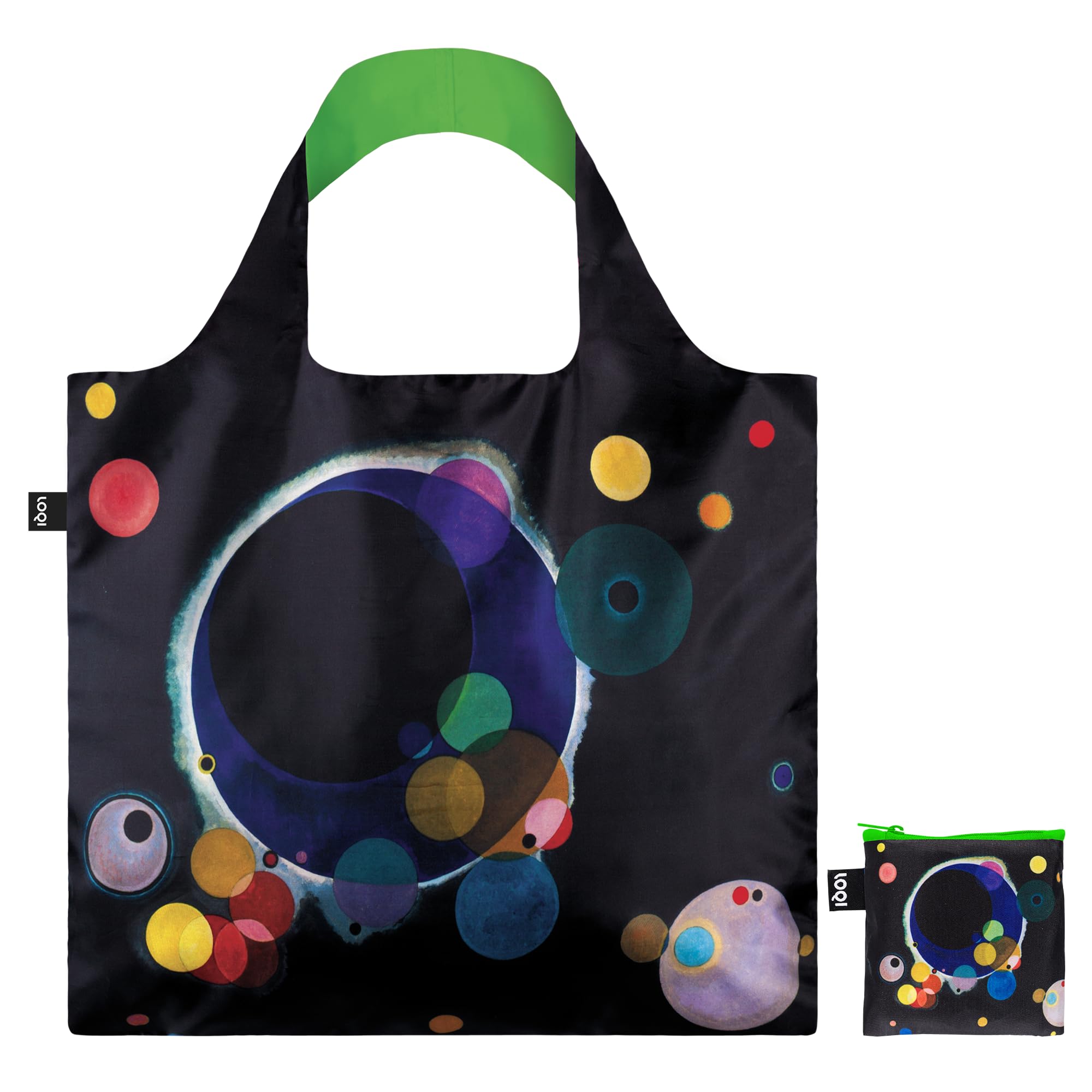 LOQI WASSILY KANDINSKY Several Circles Neon recycled bag, Black, Black, Contemporary, Black, Contemporary