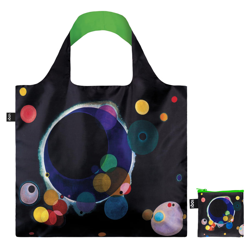 LOQI WASSILY KANDINSKY Several Circles Neon recycled bag, Black, Black, Contemporary, Black, Contemporary