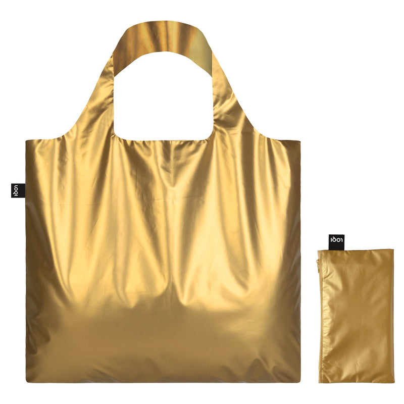 LOQI METALLIC Gold Bag with Zip Pocket
