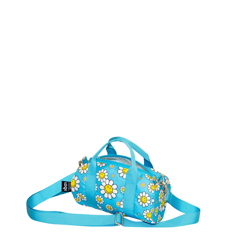Smiley Flowers Aquarius Recycled Small Weekender, White, black