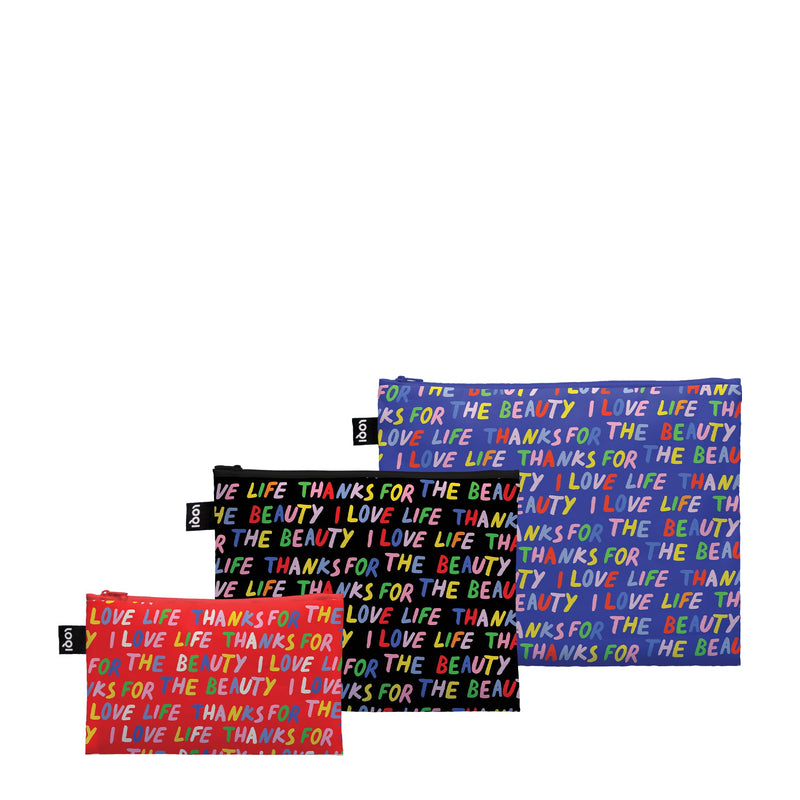 Love Life Blue, Black, Red Zip Pockets, Multicolour, L, Cosmetic Case, Multicolour, L, Cosmetic Case, Multicolored, L, Cosmetic case