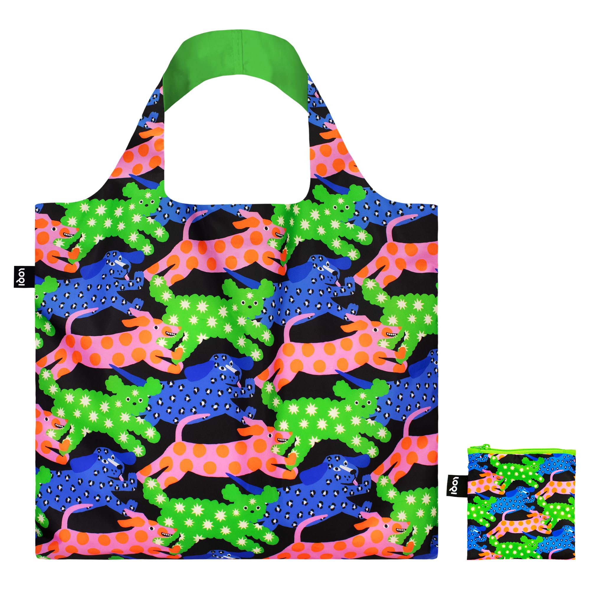 LOQI Glitter Power Dogs Recycled Bag, Multi-Colour, L, Multicolor, L, Occidental, Multicolored, L, Western