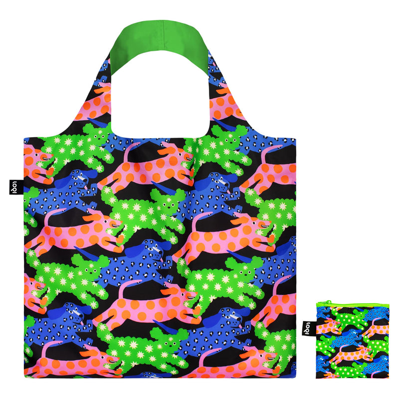 LOQI Glitter Power Dogs Recycled Bag, Multi-Colour, L, Multicolor, L, Occidental, Multicolored, L, Western