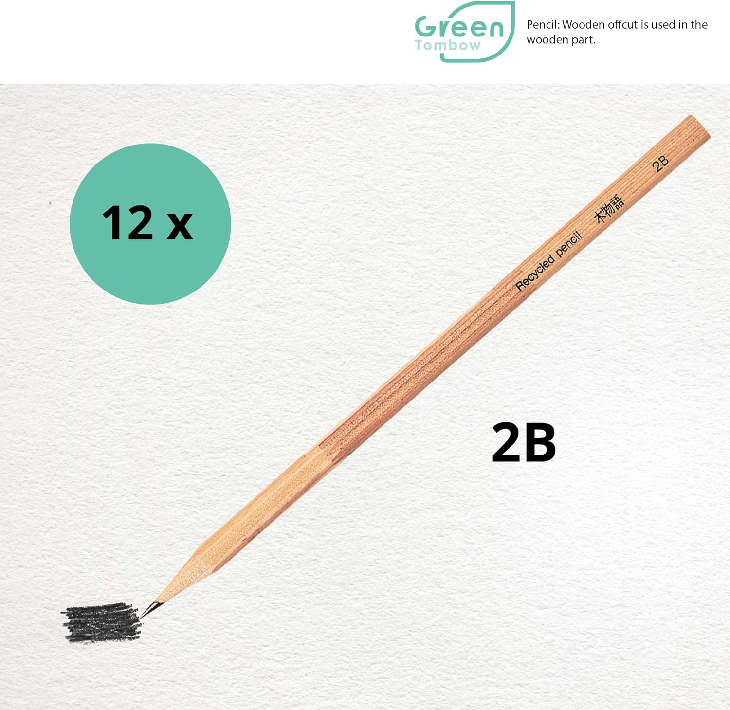 Tombow LA-KEA-2B alta qualità, riciclata durezza matita 2B, 12-Set