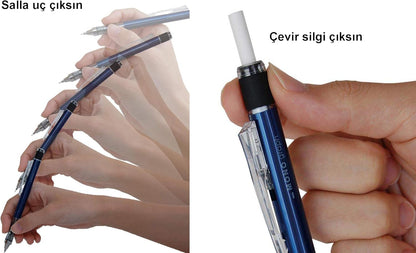 Tombow MONO graph mechanical pencil 0.7 mm, white, HB, precise drawing with 4 mm tip, shaking mechanism, refillable eraser included