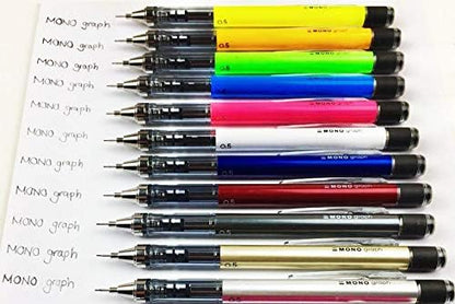 Tombow Mechanical pencil MONO graph 07 neon yellow - 0.7 mm line width, HB, integrated refillable eraser