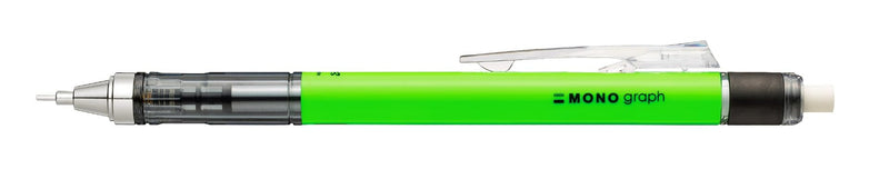 Tombow Mechanical pencil MONO graph 07 neon green - 0.7 mm line width, HB, integrated refillable eraser