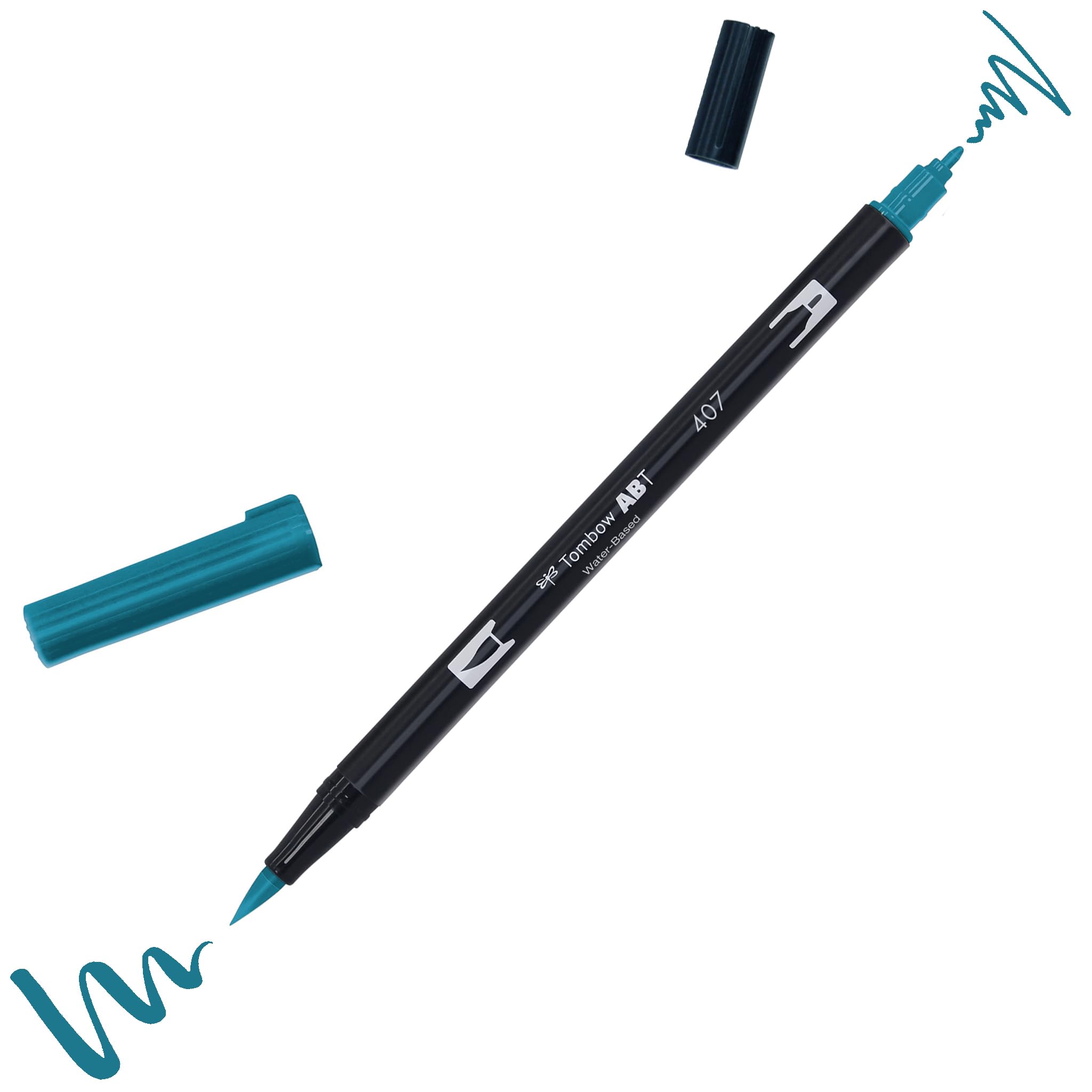 Tombow ABT Dual Brush Pen, ABT-407, pen with two tips, perfect for hand lettering and bullet journaling, water colourable, tiki teal