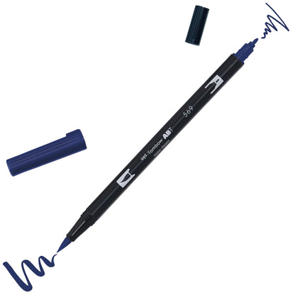 Tombow ABT Dual Brush Pen, ABT-569, pen with two tips, perfect for hand lettering and bullet journaling, water colourable, jet blue