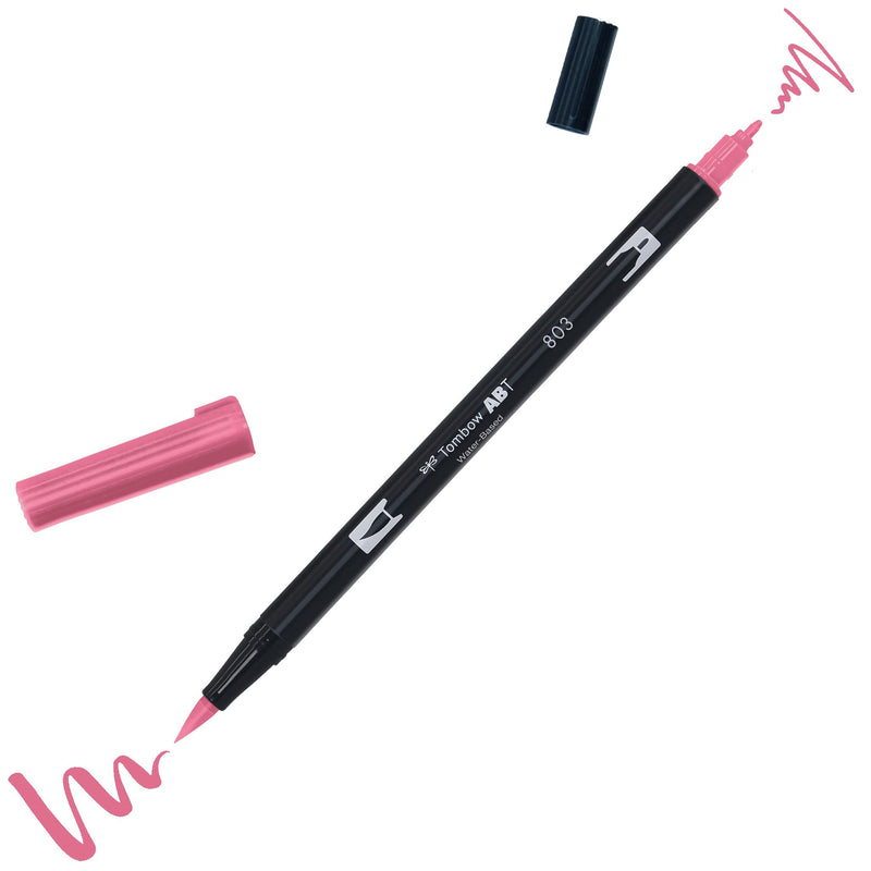 Tombow ABT Dual Brush Pen, ABT-803, pen with two tips, perfect for hand lettering and bullet journaling, water colourable, pink punch