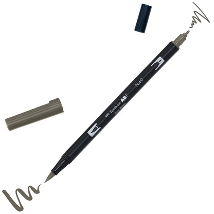 Tombow ABT Dual Brush Pen, ABT-703, dual-tip pen, perfect for hand lettering and bullet journaling, water-soluble, warm gray 8