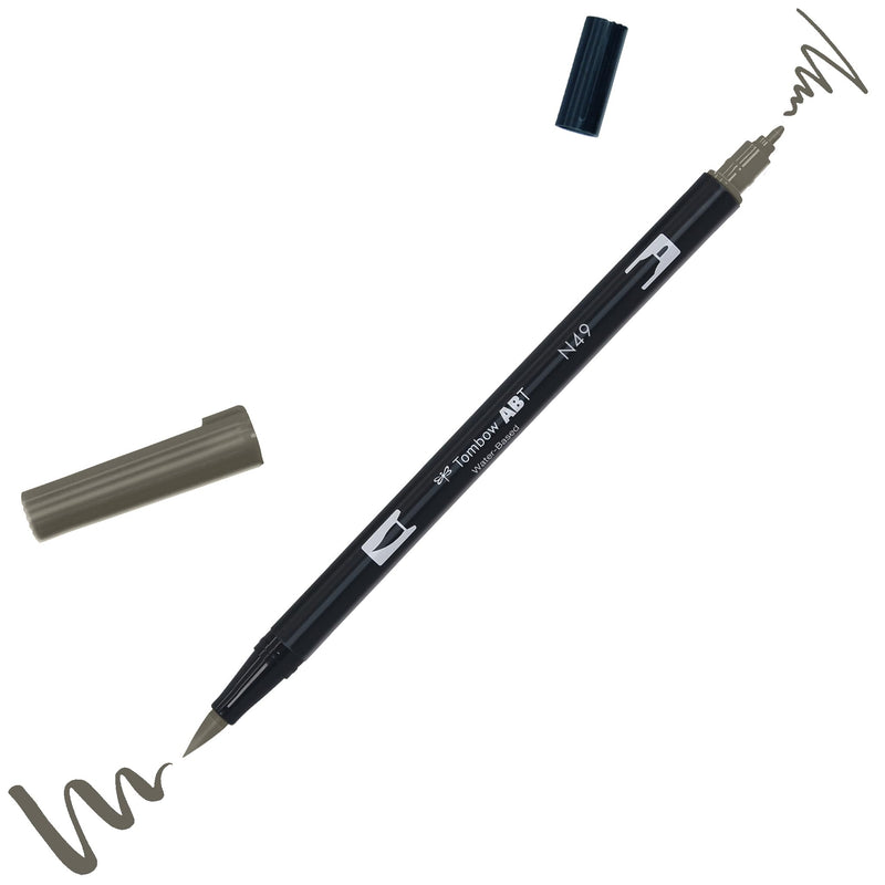 Tombow ABT Dual Brush Pen, ABT-703, dual-tip pen, perfect for hand lettering and bullet journaling, water-soluble, warm gray 8