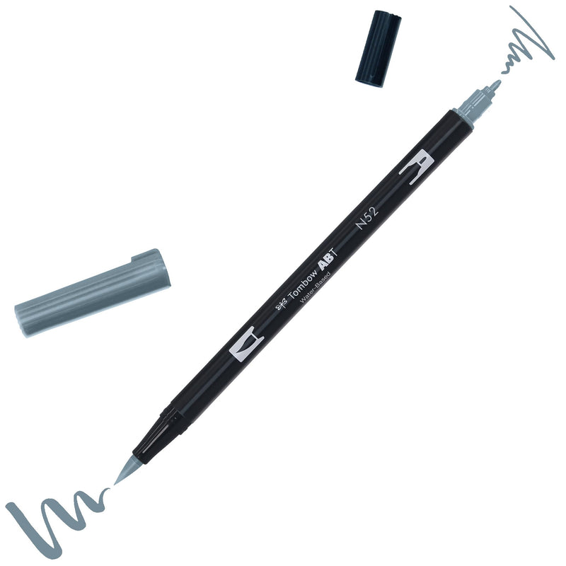 Tombow ABT Dual Brush Pen, ABT-N52, pen with two tips, perfect for hand lettering and bullet journaling, water-soluble, cool grey 8