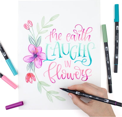 Tombow ABT Dual Brush Pen, ABT-N52, pen with two tips, perfect for hand lettering and bullet journaling, water-soluble, cool grey 8
