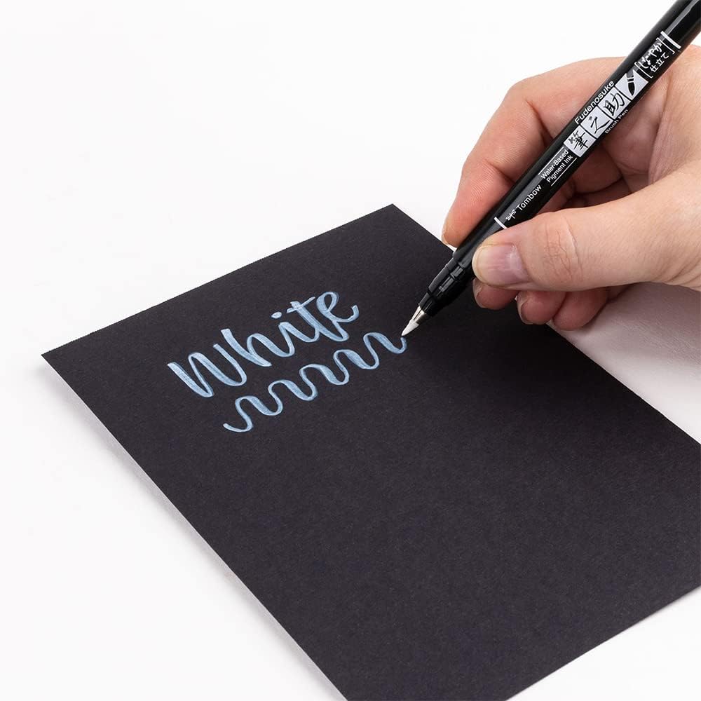 Tombow Brush Pen Fudenosuke pastel for black paper, white