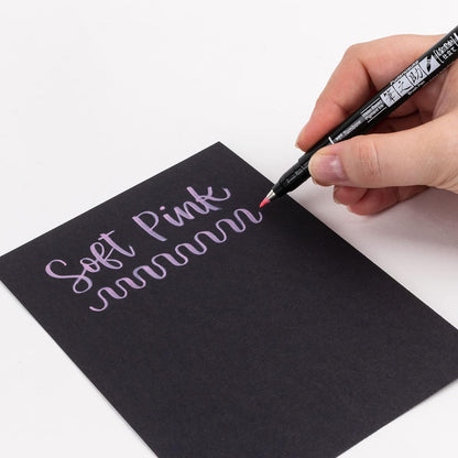 Tombow Brush Pen Fudenosuke pastel for black paper, soft pink