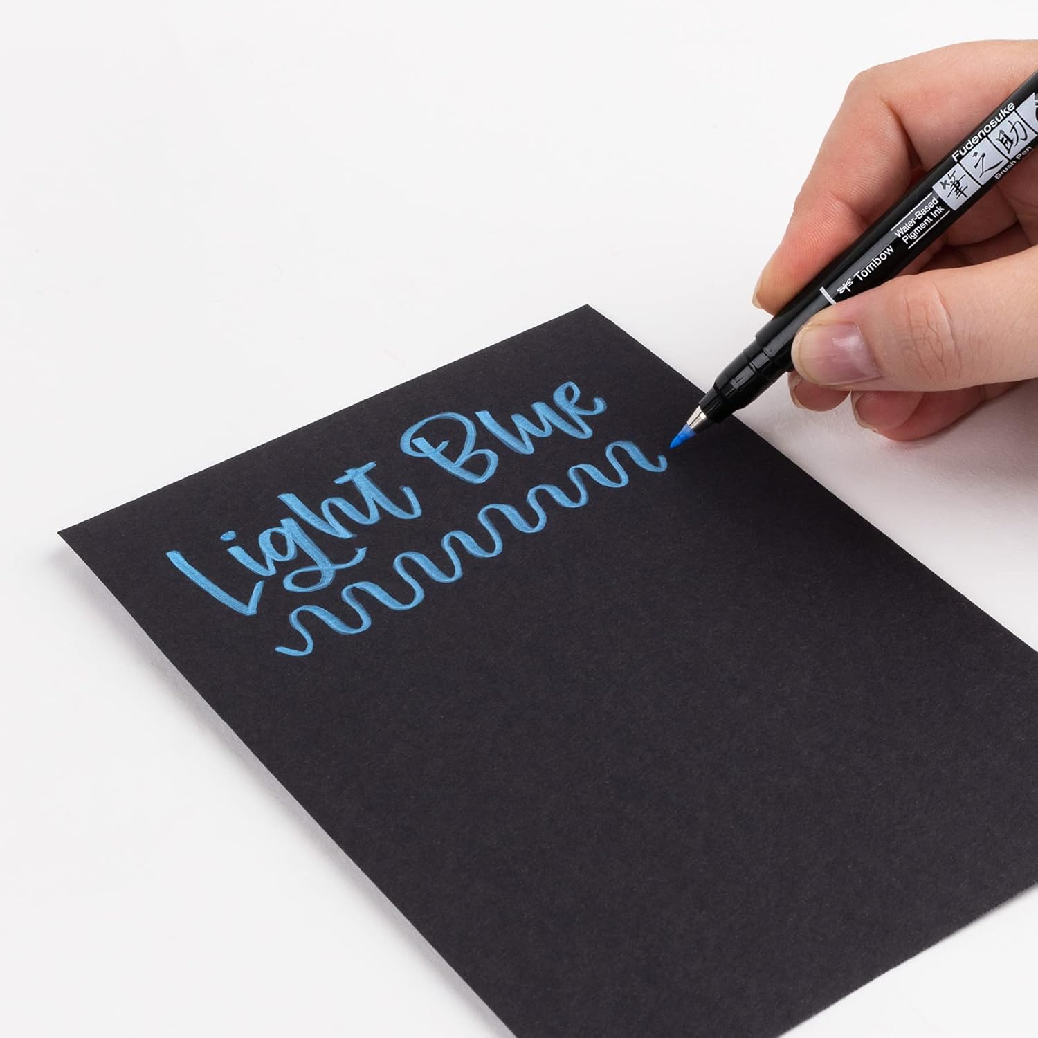 Tombow Brush Pen Fudenosuke pastel for black paper, light blue
