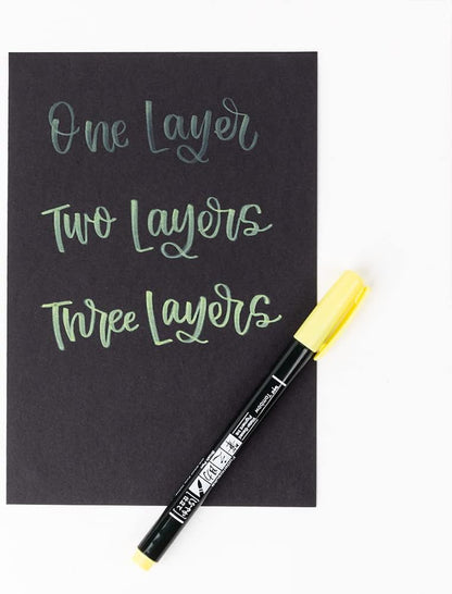 Tombow Brush Pen Fudenosuke pastel for black paper, pale yellow