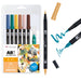 Tombow ABT Dual Brush Pen Watercolour Manga Set Bird, set of 6 + water brush, colouring pages & video tutorial