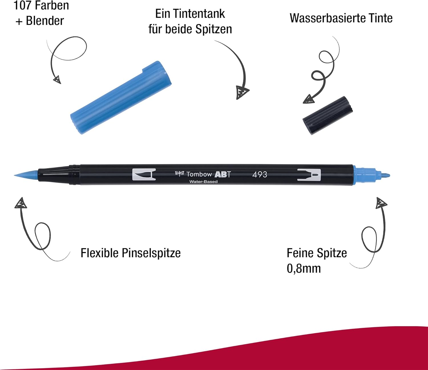 Tombow ABT 493 Dual Brush Pen - Reflex Blue