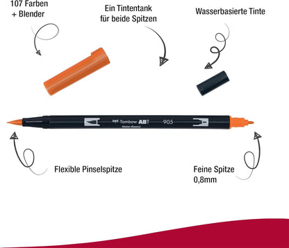 Tombow ABT 905 Dual Brush Pen - Orange