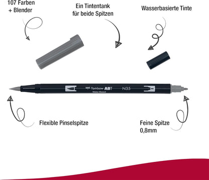 Tombow ABT N35 Dual Brush Pen - Cool Grey 12