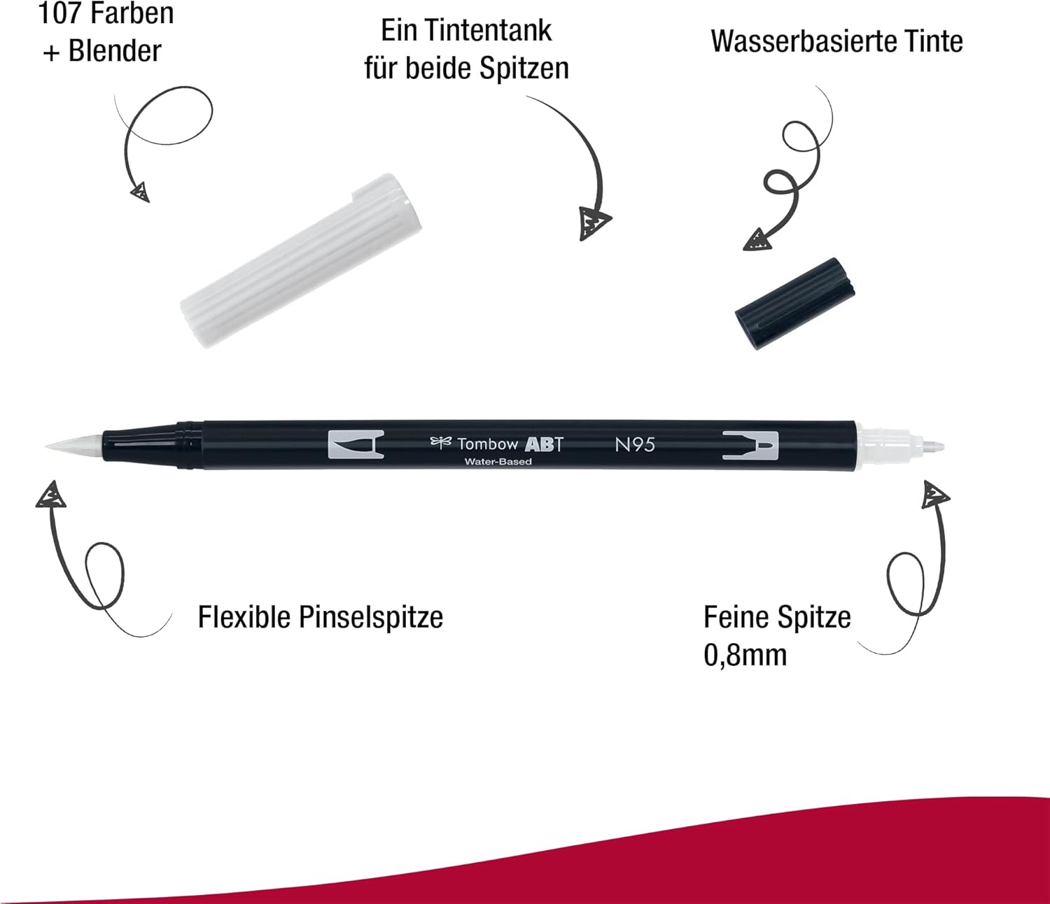 Tombow ABT N95 Dual Brush Pen - Cool Grey 1