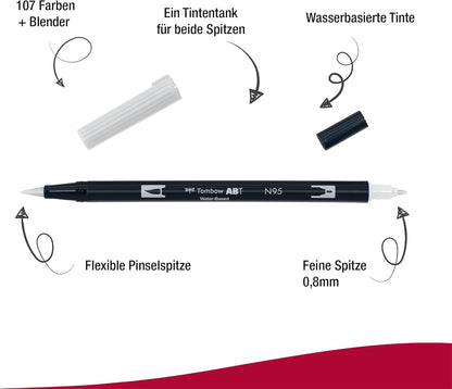 Tombow ABT N95 Dual Brush Pen - Cool Grey 1