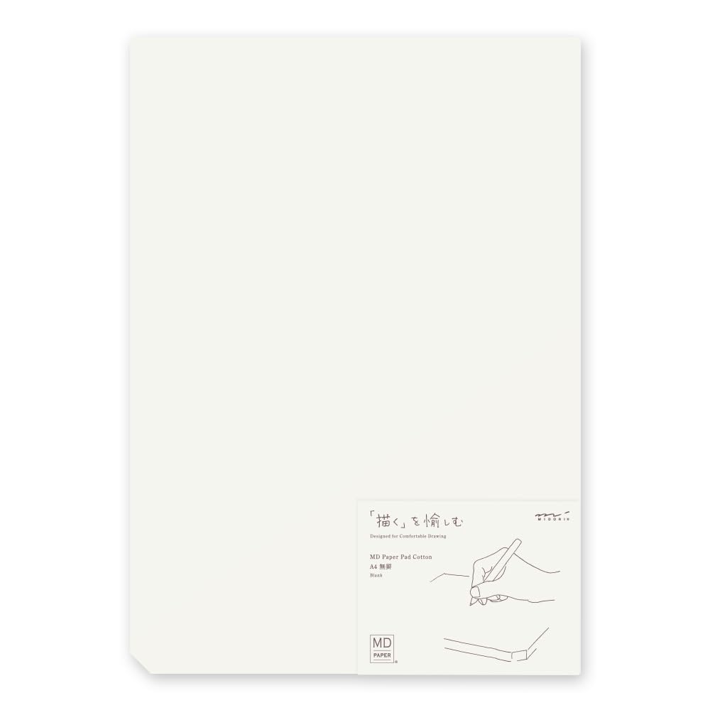 DESIGNPHIL Midori 15238006 Memo MD Paper Pad, Cotton A4, Unlined