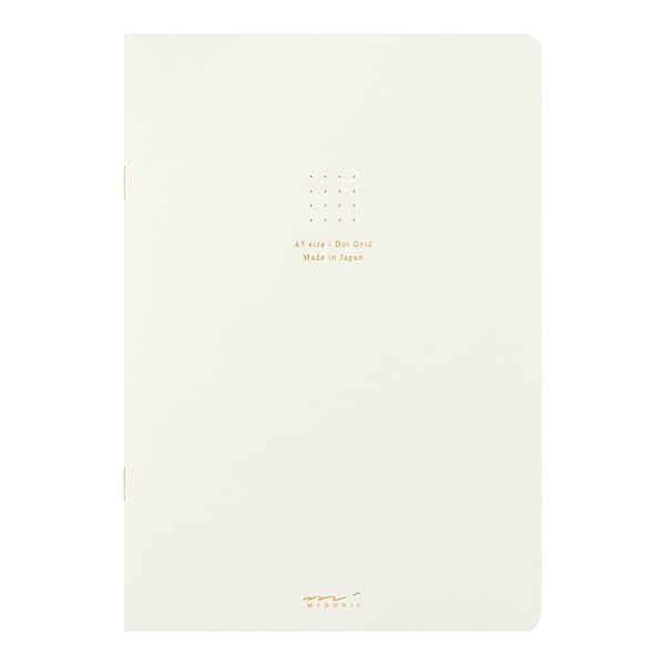 Midori MDR15272006 Notebook, Color, A5, Square Ruled, White, H8.3 x W 5.8 x D 0.1 inches (210 x 148 x 3 mm