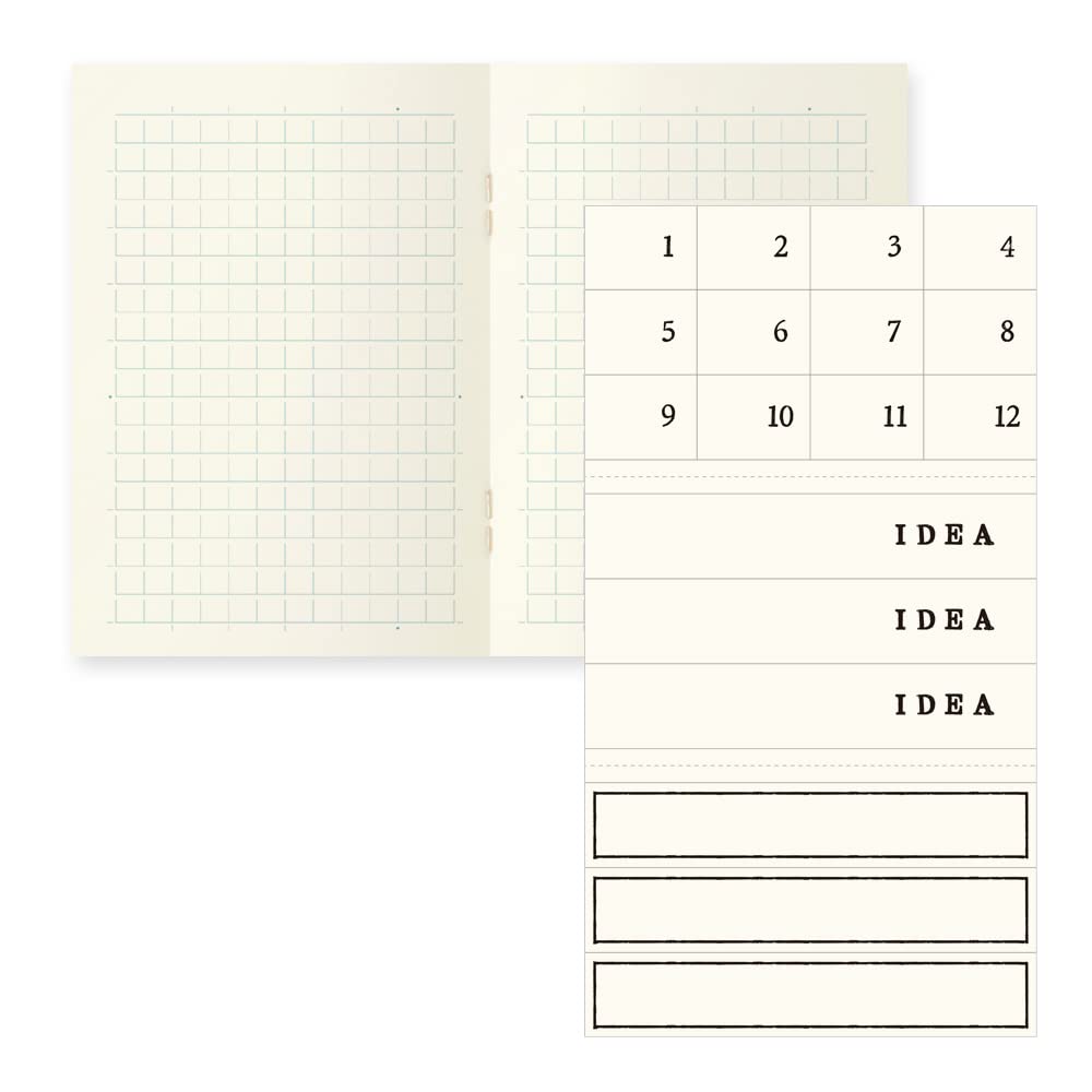 Midori 15283006 MD Notebook, Light, A7, Grid Ruled, Set of 3
