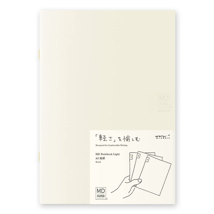 DESIGNPHIL 15303006 Midori Notebook, MD Notebook, Light, A5, Unruled, Set of 3, A