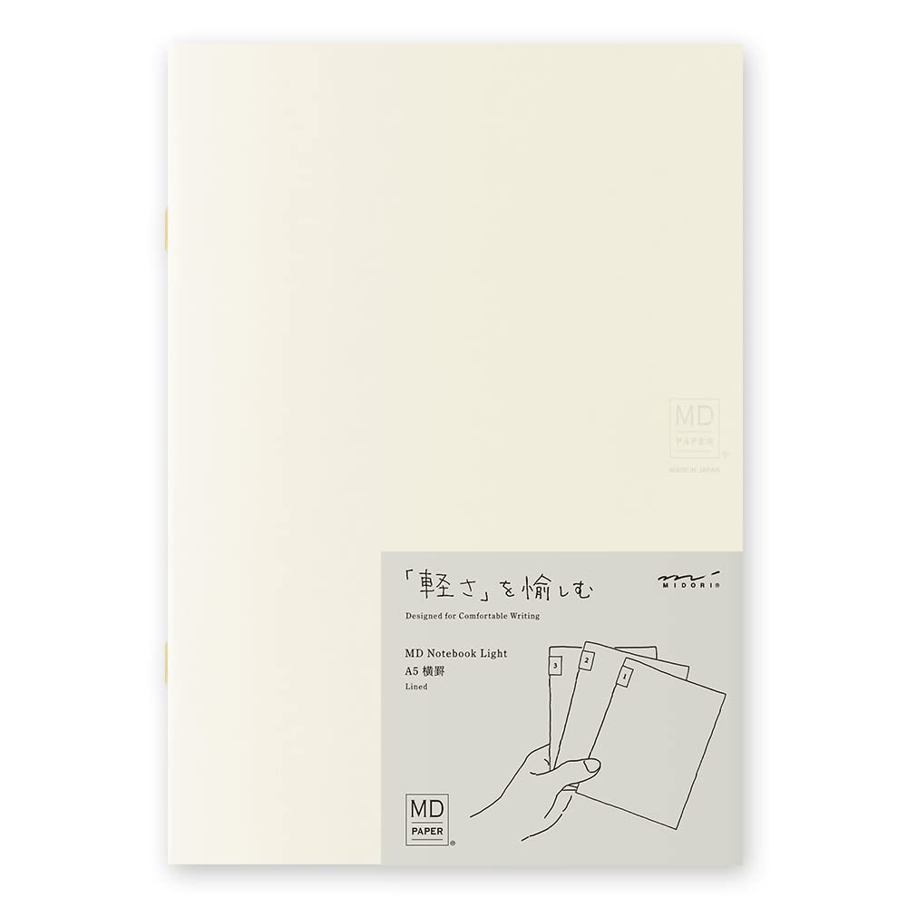 DESIGNPHIL Midori 15304006 Notebook, MD Notebook, Light, A5, Horizontal Rule, Set of 3, A