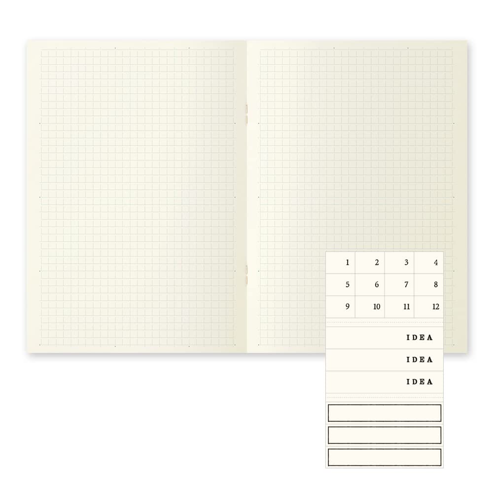 DESIGNPHIL Midori 15305006 Notebook, MD Notebook, Light, A5, Square Ruled, Set of 3, A